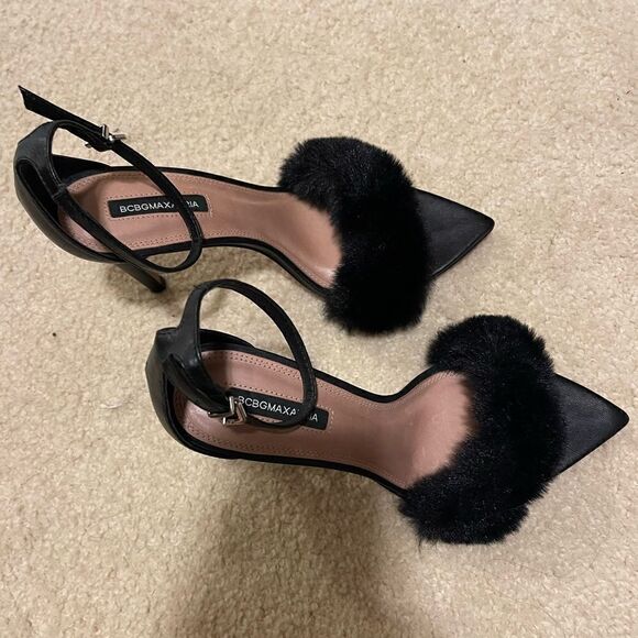 NWOT BCBGMAXAZRIA Denli Fuzzy Ankle Strap Heel - Picture 6 of 12
